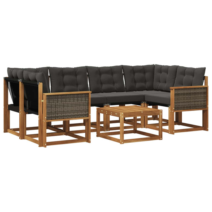 Set de canapele de exterior cu pernă 7 pcs Natural și Negru WALTI