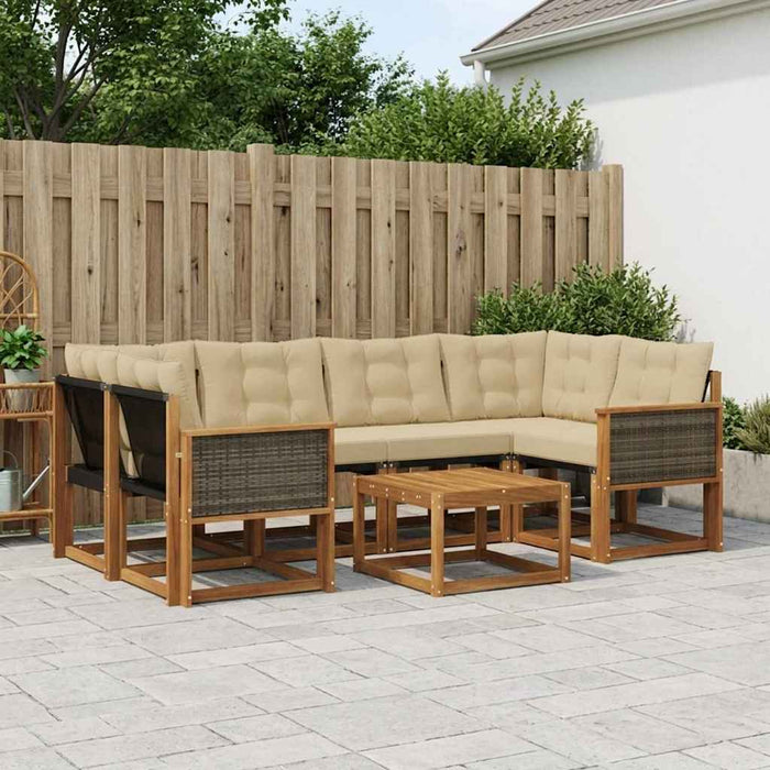Set de canapele de exterior cu pernă 7 pcs Natural și Bej WALTI