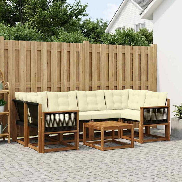Set de canapele de exterior cu pernă 7 pcs Natural și Crem WALTI