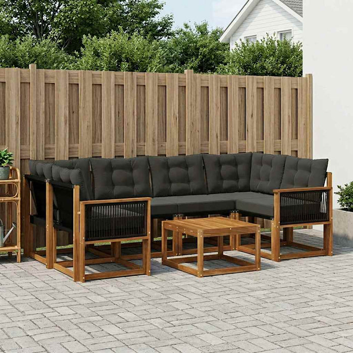 Set de canapele de exterior cu pernă 7 pcs Natural și Negru WALTI