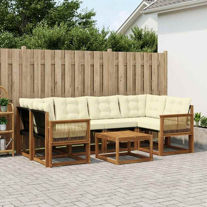 Set de canapele de exterior cu pernă 7 pcs Natural și Crem WALTI