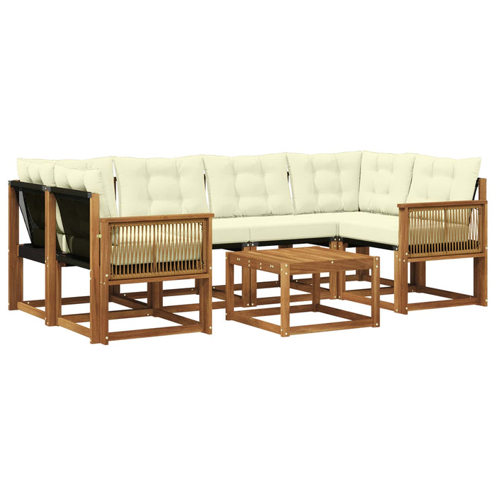 Set de canapele de exterior cu pernă 7 pcs Natural și Crem WALTI
