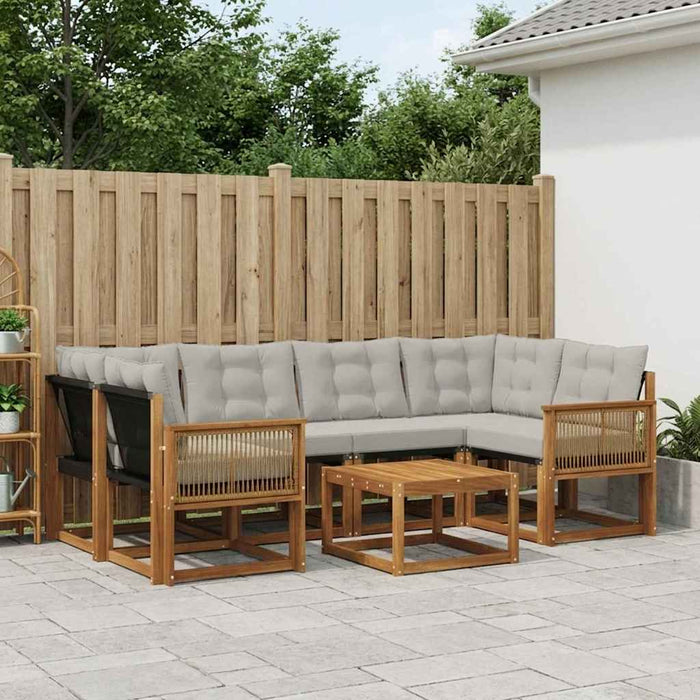 Set de canapele de exterior 7 pcs Natural și gri deschis WALTI
