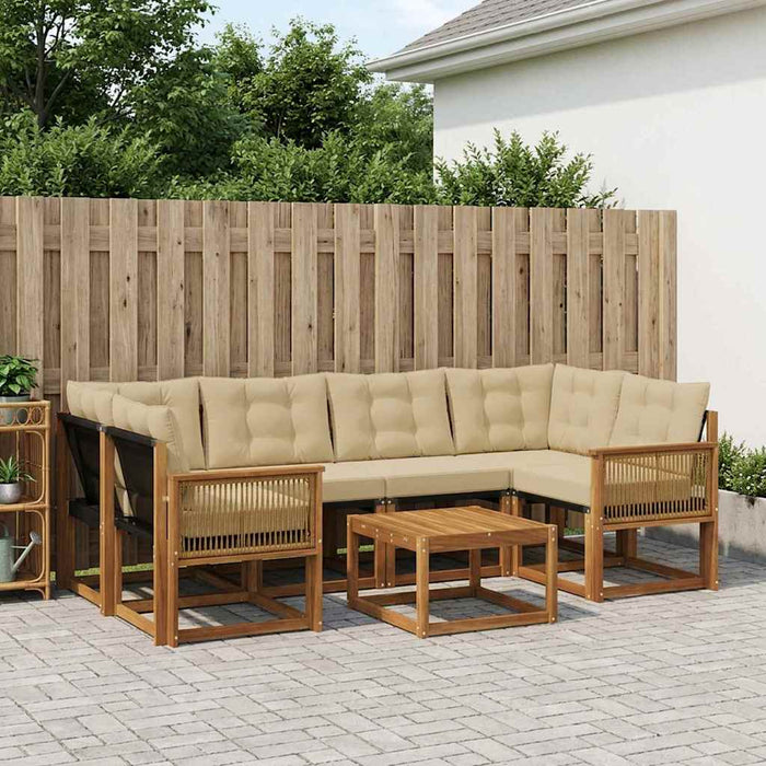 Set de canapele de exterior cu pernă 7 pcs Natural și Bej WALTI