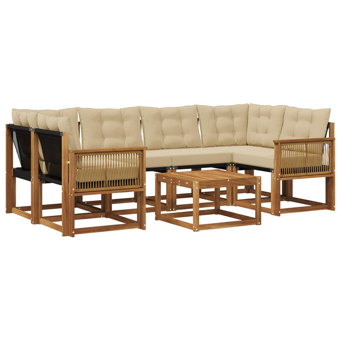 Set de canapele de exterior cu pernă 7 pcs Natural și Bej WALTI