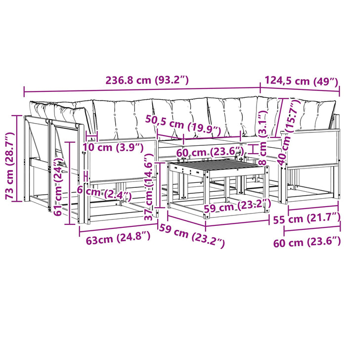 Set de canapele de exterior cu pernă 7 pcs Natural și Bej WALTI