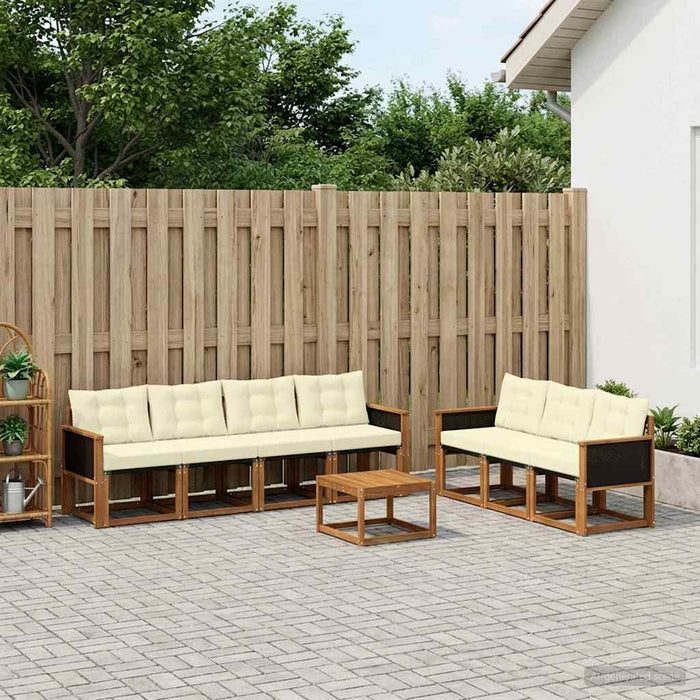 Set de canapele de exterior cu pernă 8 pcs Natural și Crem WALTI
