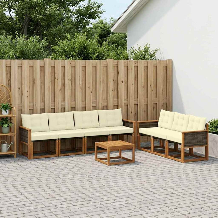 Set de canapele de exterior cu pernă 8 pcs Natural și Crem WALTI
