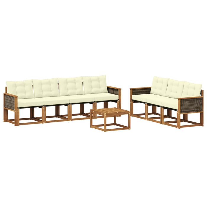 Set de canapele de exterior cu pernă 8 pcs Natural și Crem WALTI