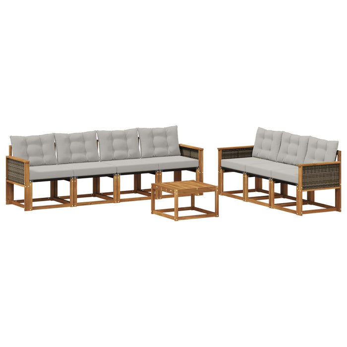 Set de canapele de exterior 8 pcs Natural și gri deschis WALTI