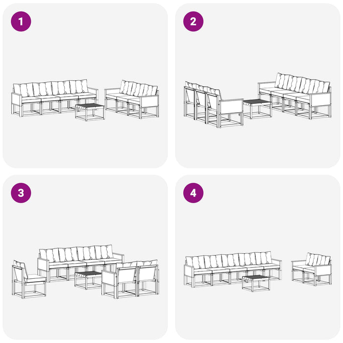 Set de canapele de exterior 8 pcs Natural și gri deschis WALTI