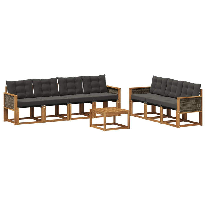 Set de canapele de exterior cu pernă 8 pcs Natural și Negru WALTI