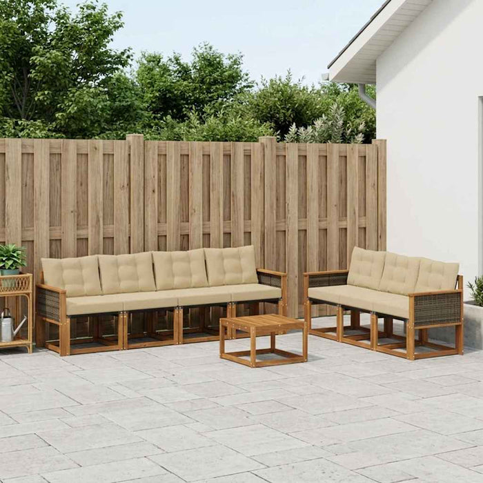 Set de canapele de exterior cu pernă 8 pcs Natural și Bej WALTI