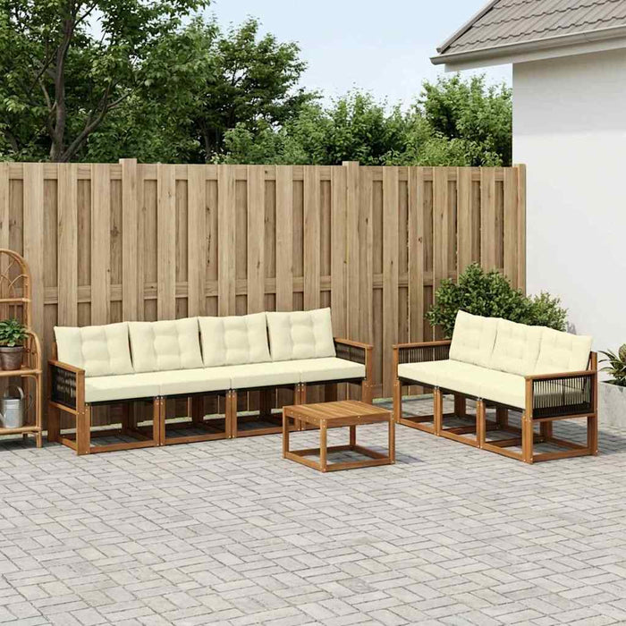 Set de canapele de exterior cu pernă 8 pcs Natural și Crem WALTI
