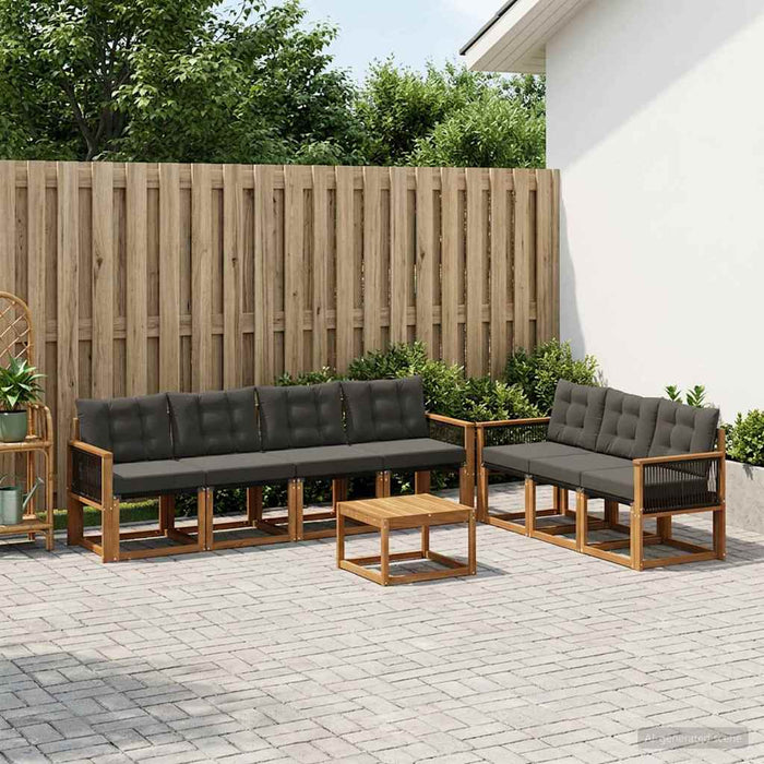 Set de canapele de exterior cu pernă 8 pcs Natural și Negru WALTI