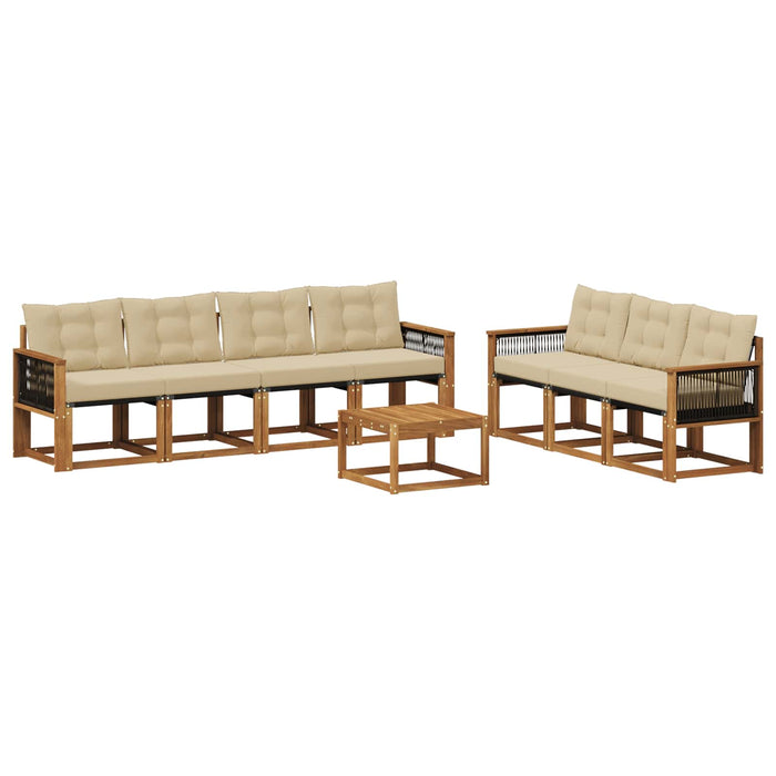 Set de canapele de exterior cu pernă 8 pcs Natural și Bej WALTI