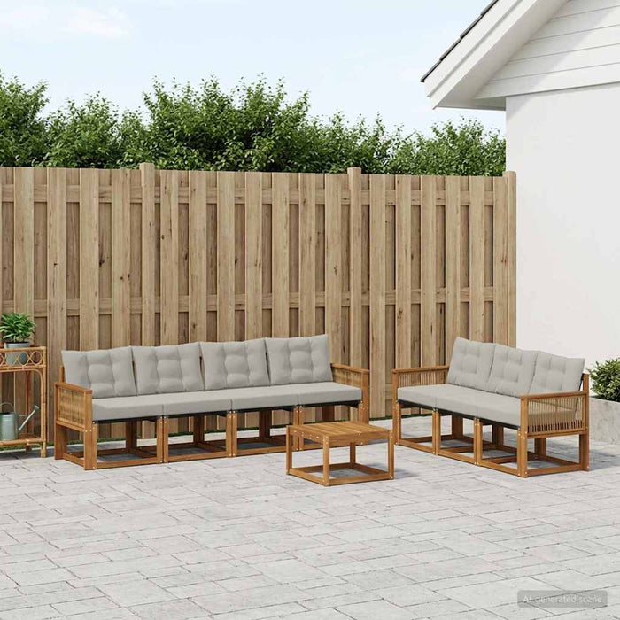Set de canapele de exterior 8 pcs Natural și gri deschis WALTI