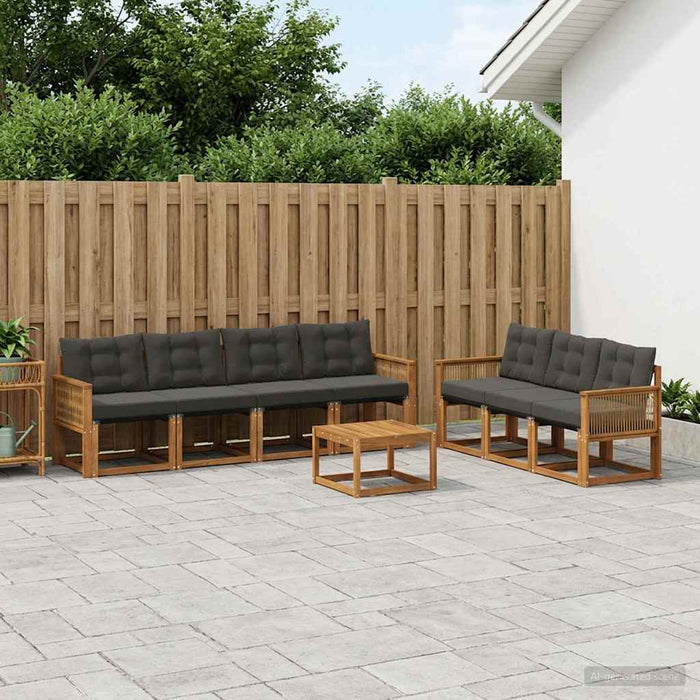 Set de canapele de exterior cu pernă 8 pcs Natural și Negru WALTI