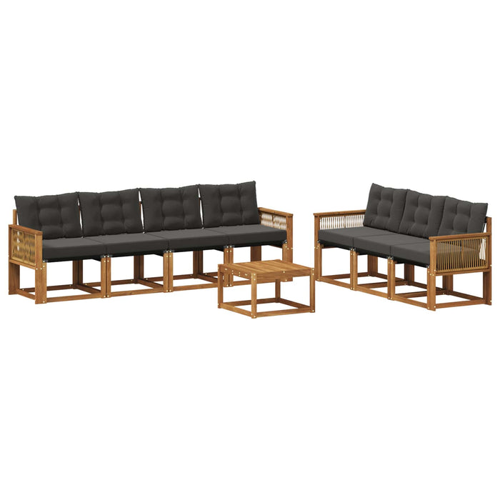 Set de canapele de exterior cu pernă 8 pcs Natural și Negru WALTI