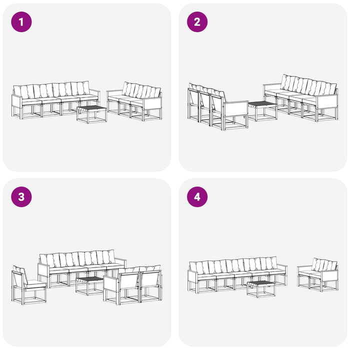 Set de canapele de exterior cu pernă 8 pcs Natural și Negru WALTI