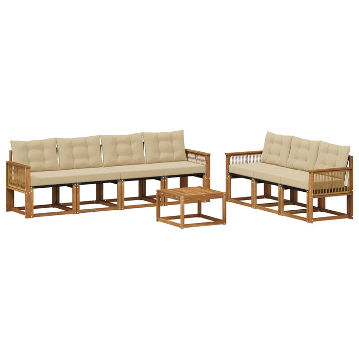 Set de canapele de exterior cu pernă 8 pcs Natural și Bej WALTI