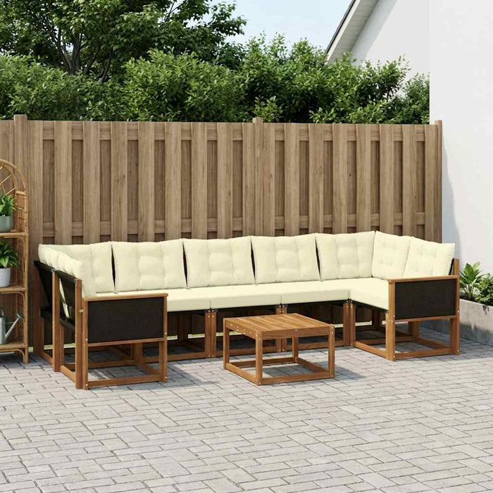 Set de canapele de exterior cu pernă 8 pcs Natural și Crem WALTI