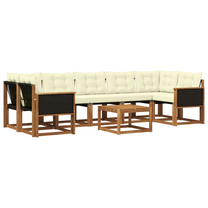Set de canapele de exterior cu pernă 8 pcs Natural și Crem WALTI