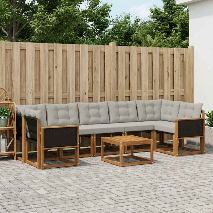 Set de canapele de exterior 8 pcs Natural și gri deschis WALTI
