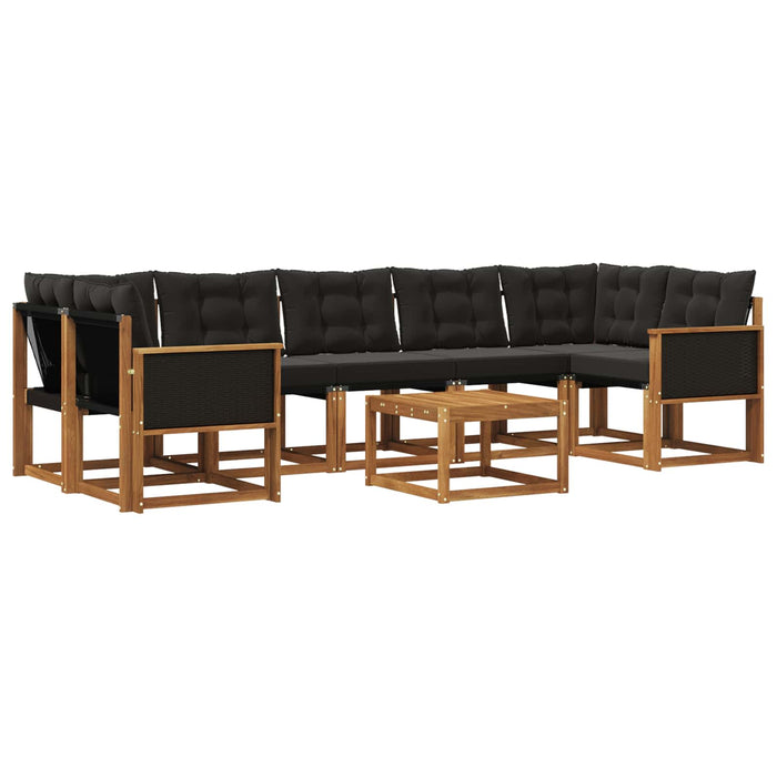 Set de canapele de exterior cu pernă 8 pcs Natural și Negru WALTI