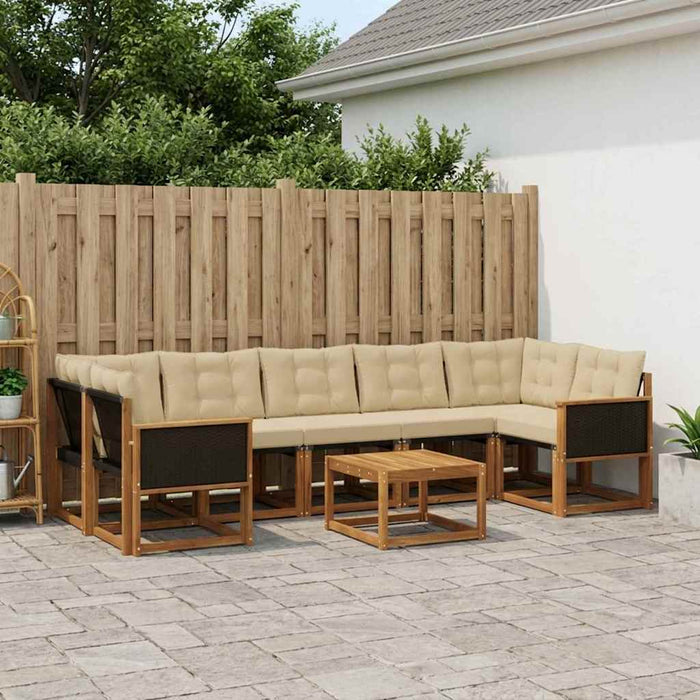 Set de canapele de exterior cu pernă 8 pcs Natural și Bej WALTI