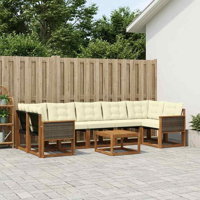 Set de canapele de exterior cu pernă 8 pcs Natural și Crem WALTI