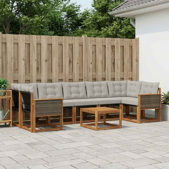Set de canapele de exterior 8 pcs Natural și gri deschis WALTI