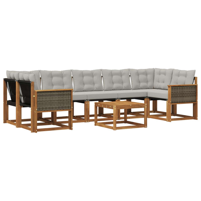 Set de canapele de exterior 8 pcs Natural și gri deschis WALTI