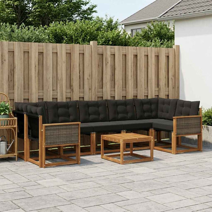 Set de canapele de exterior cu pernă 8 pcs Natural și Negru WALTI