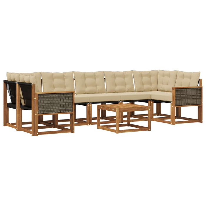 Set de canapele de exterior cu pernă 8 pcs Natural și Bej WALTI