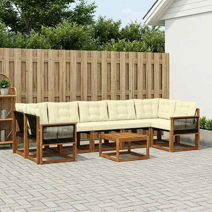 Set de canapele de exterior cu pernă 8 pcs Natural și Crem WALTI