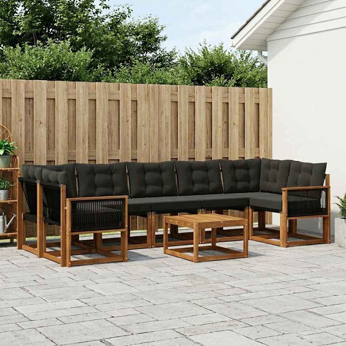 Set de canapele de exterior cu pernă 8 pcs Natural și Negru WALTI