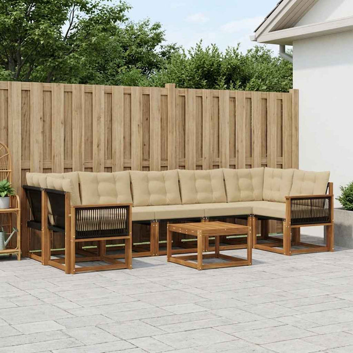 Set de canapele de exterior cu pernă 8 pcs Natural și Bej WALTI