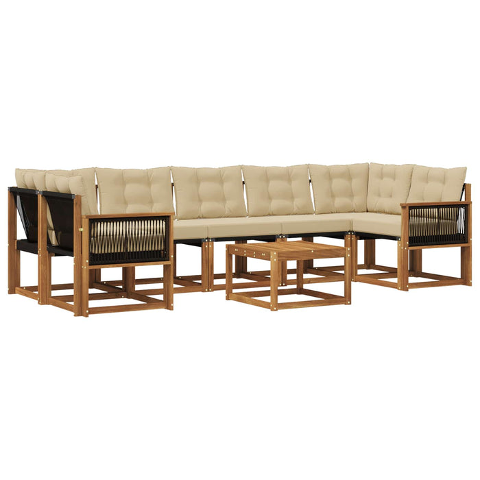 Set de canapele de exterior cu pernă 8 pcs Natural și Bej WALTI