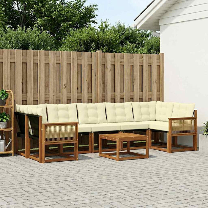 Set de canapele de exterior cu pernă 8 pcs Natural și Crem WALTI