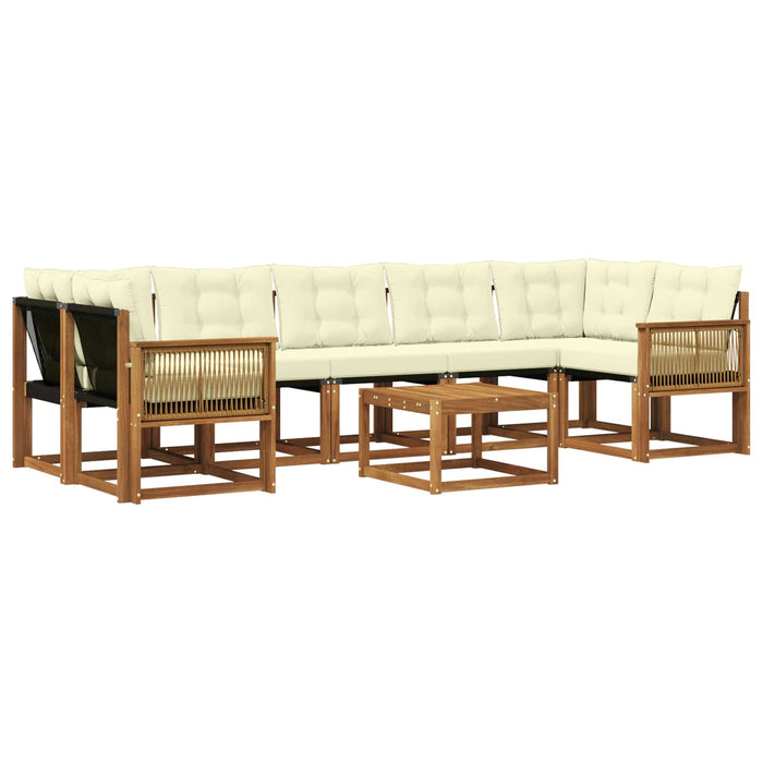 Set de canapele de exterior cu pernă 8 pcs Natural și Crem WALTI
