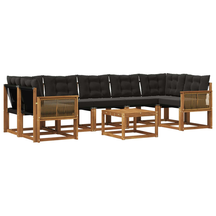Set de canapele de exterior cu pernă 8 pcs Natural și Negru WALTI