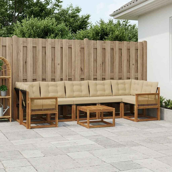 Set de canapele de exterior cu pernă 8 pcs Natural și Bej WALTI
