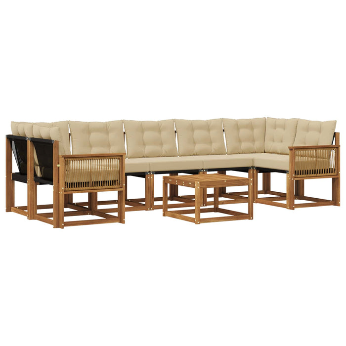 Set de canapele de exterior cu pernă 8 pcs Natural și Bej WALTI