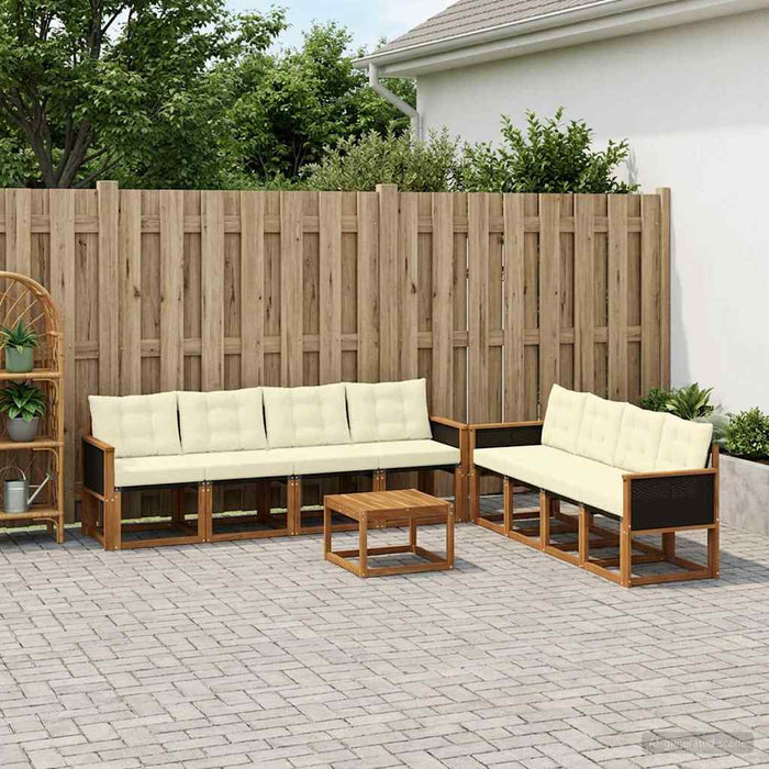 Set de canapele de exterior cu pernă 9 pcs Natural și Crem WALTI