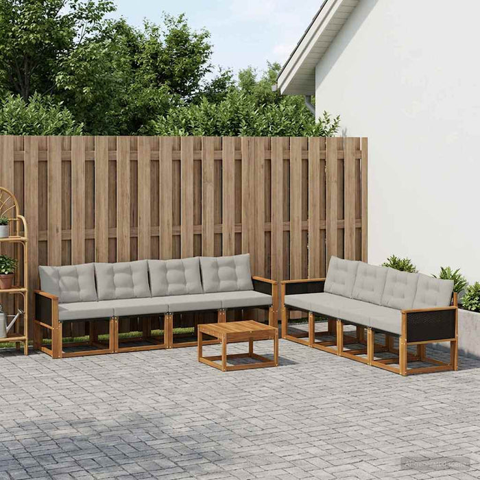 Set de canapele de exterior 9 pcs Natural și gri deschis WALTI