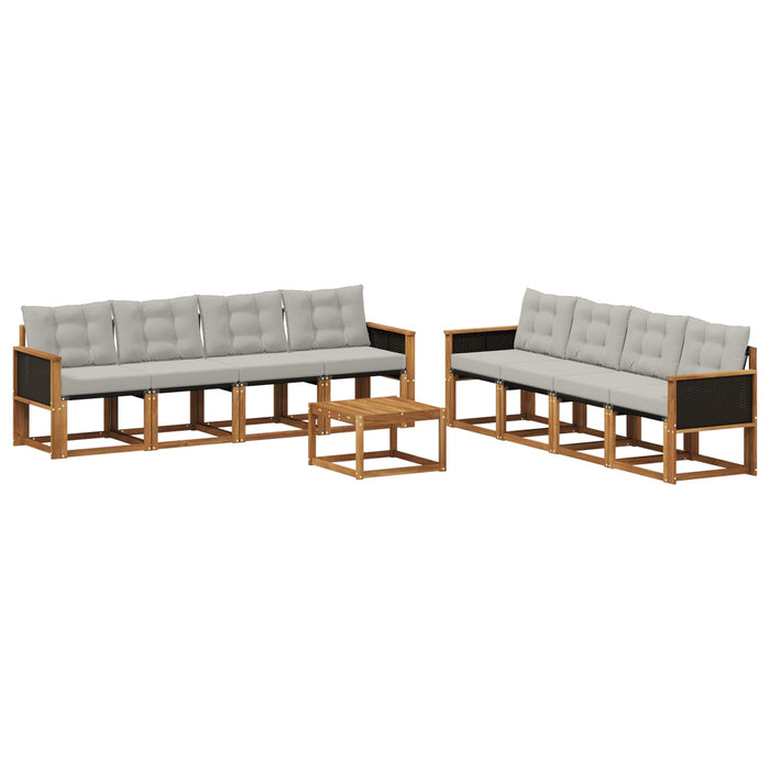 Set de canapele de exterior 9 pcs Natural și gri deschis WALTI