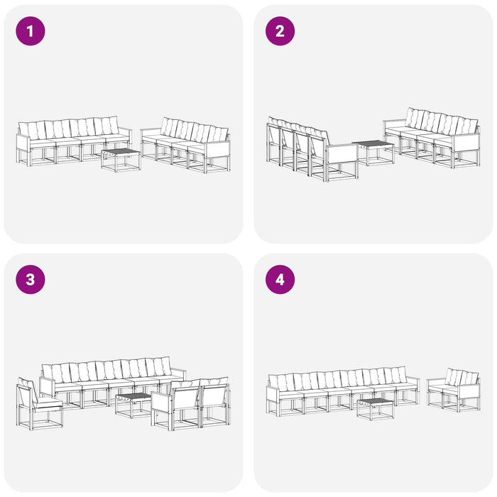 Set de canapele de exterior cu pernă 9 pcs Natural și Negru WALTI