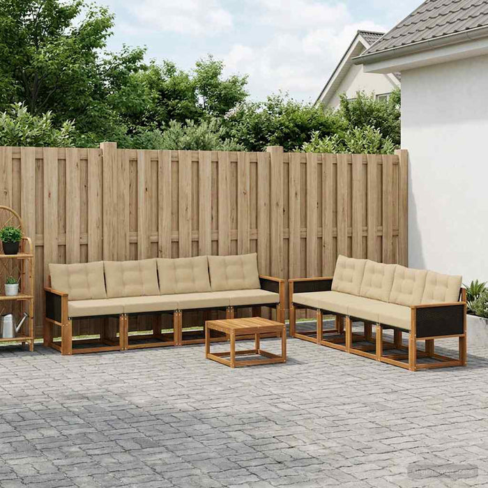 Set de canapele de exterior cu pernă 9 pcs Natural și Bej WALTI