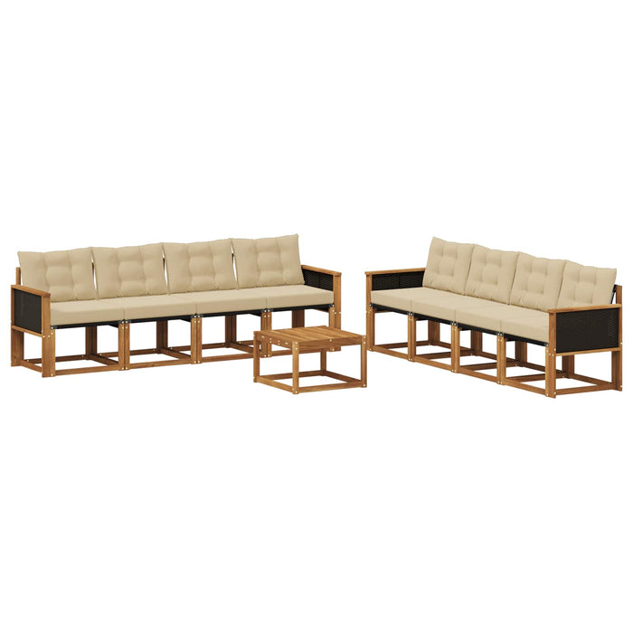 Set de canapele de exterior cu pernă 9 pcs Natural și Bej WALTI